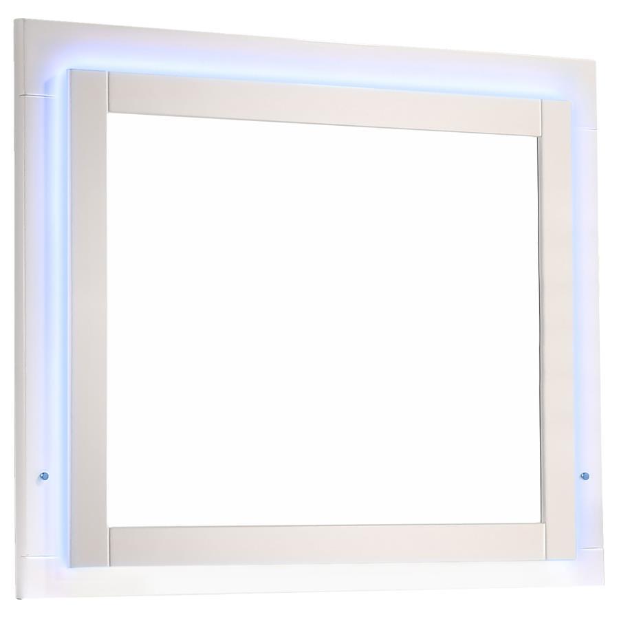 Felicity - Wood LED Dresser Mirror - White High Gloss Mirror modern furniture Contempo Furniture