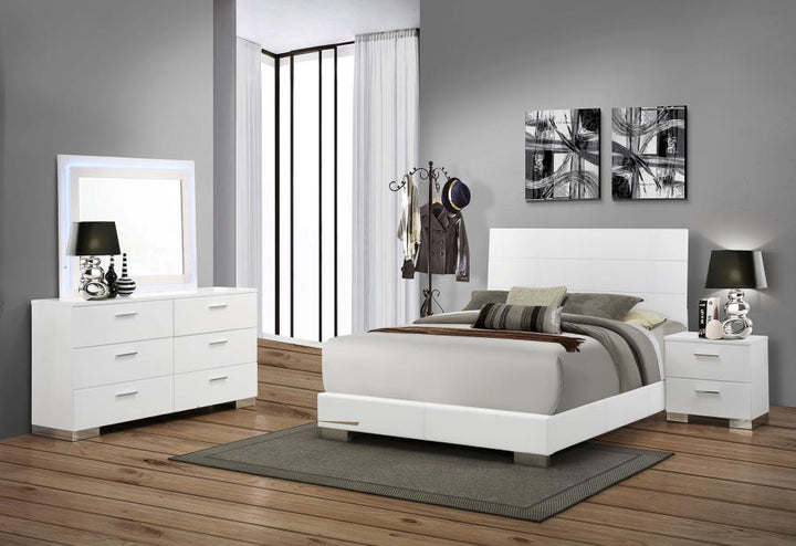 Felicity - Wood LED Dresser Mirror - White High Gloss Mirror modern furniture Contempo Furniture