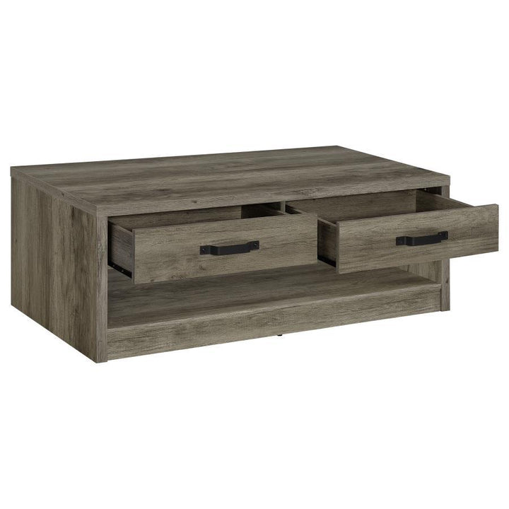 Felix - 2 - Drawer Engineered Wood Coffee Table - Gray Driftwood Coffee Table modern furniture Contempo Furniture