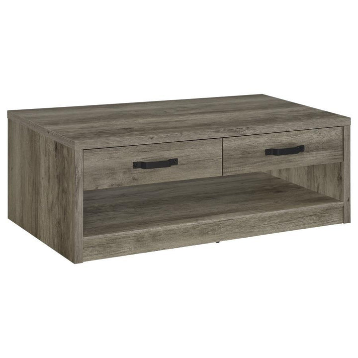 Felix - 2 - Drawer Engineered Wood Coffee Table - Gray Driftwood Coffee Table modern furniture Contempo Furniture