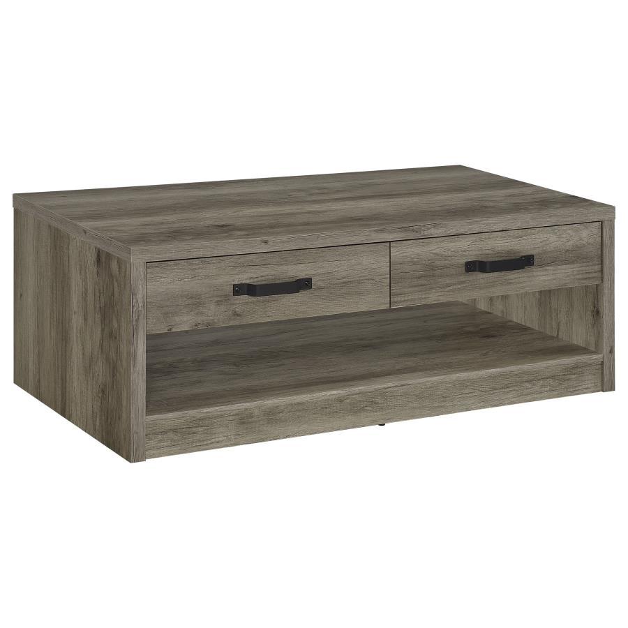Felix - 2 - Drawer Engineered Wood Coffee Table - Gray Driftwood Coffee Table modern furniture Contempo Furniture