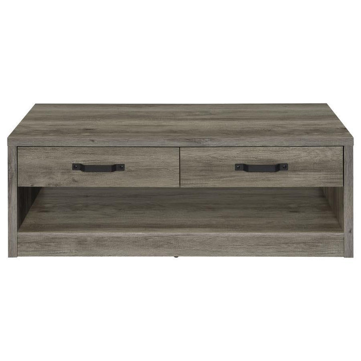 Felix - 2 - Drawer Engineered Wood Coffee Table - Gray Driftwood Coffee Table modern furniture Contempo Furniture