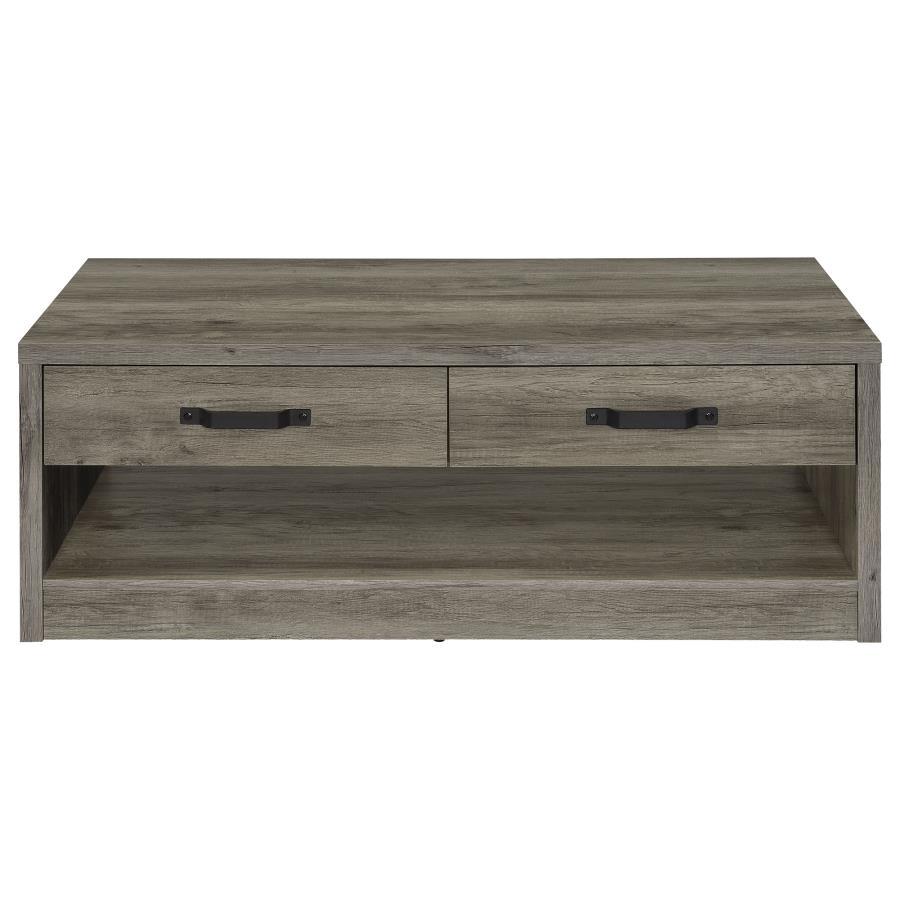Felix - 2 - Drawer Engineered Wood Coffee Table - Gray Driftwood Coffee Table modern furniture Contempo Furniture