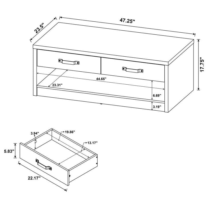 Felix - 2 - Drawer Engineered Wood Coffee Table - Gray Driftwood Coffee Table modern furniture Contempo Furniture