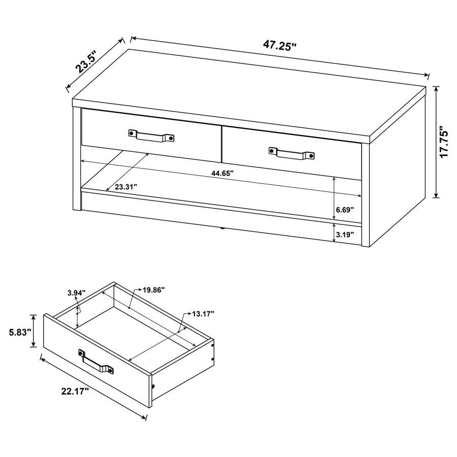Felix - 2 - Drawer Engineered Wood Coffee Table - Gray Driftwood Coffee Table modern furniture Contempo Furniture