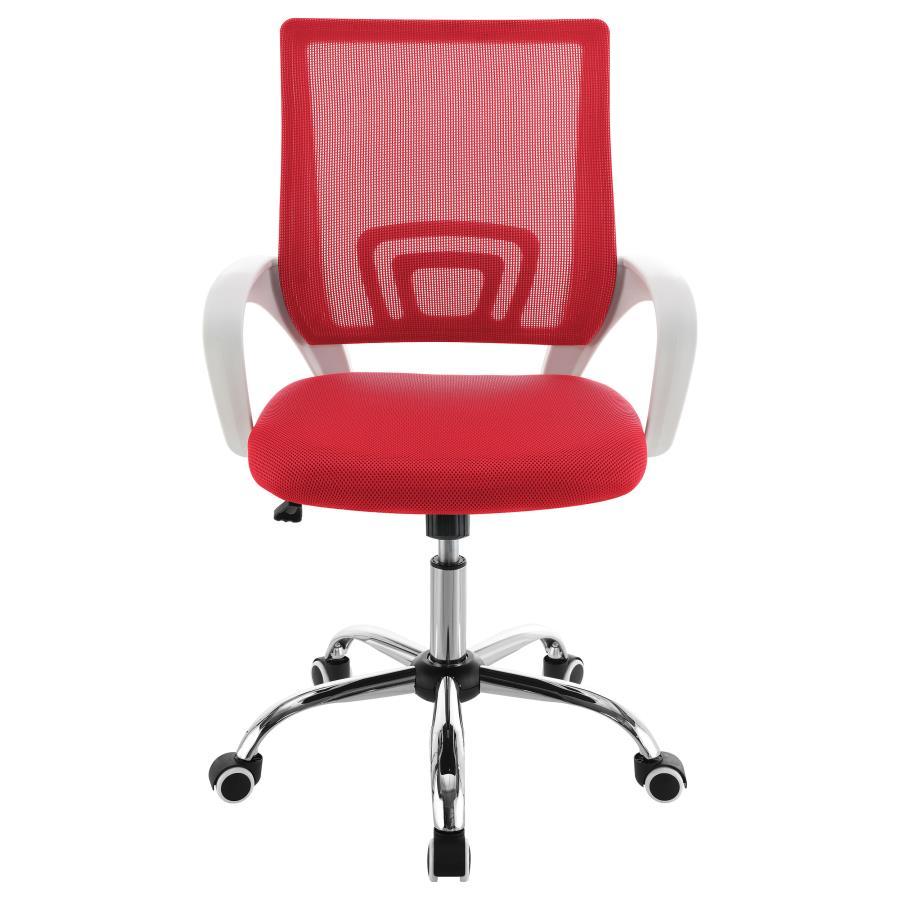 Felton - Upholstered Adjustable Home Office Desk Chair - Red Swivel Chair modern furniture Contempo Furniture