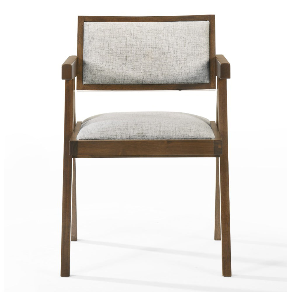 Fern - Modern Walnut and Beige Dining Chair Set of 2