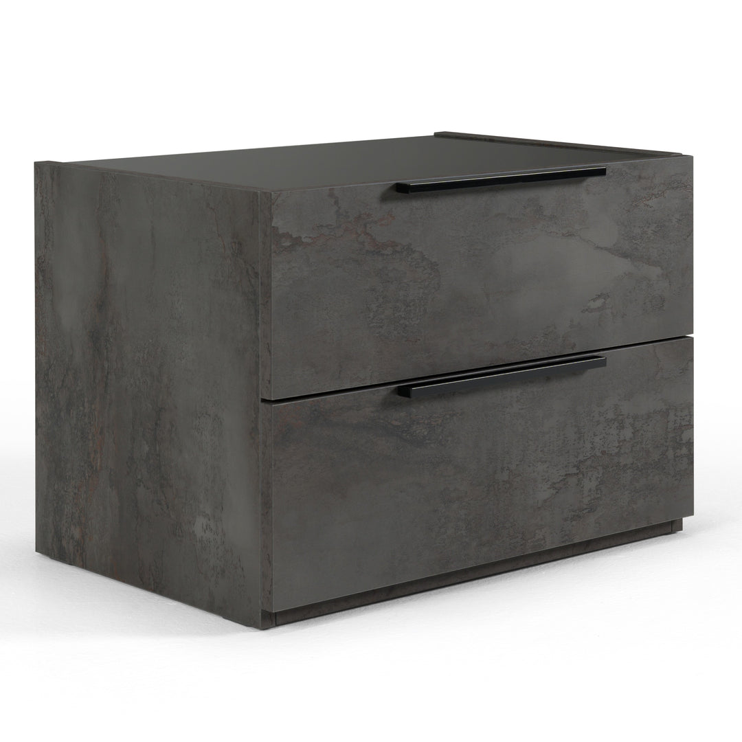 Ferrara  Modern Volcano Oxide Grey Bed with Nightstands