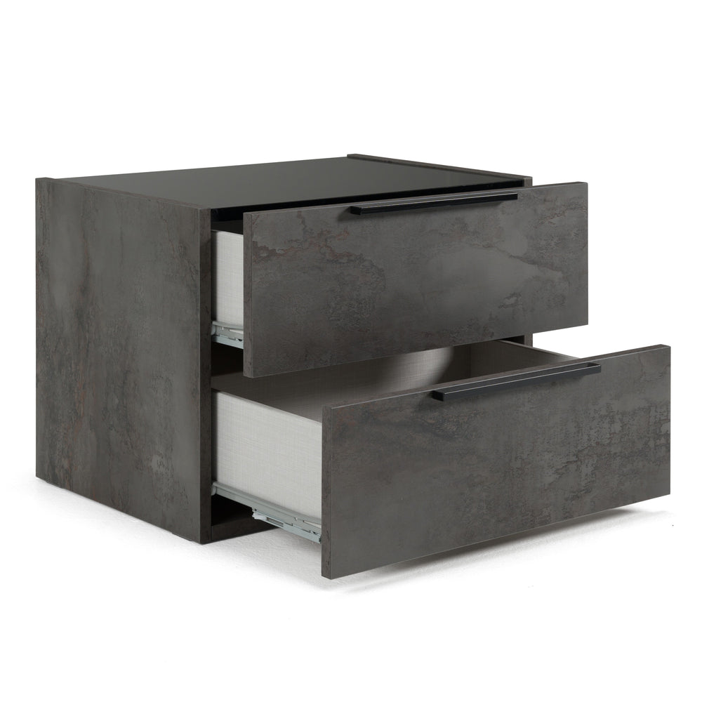 Ferrara - Modern Volcano Oxide Grey Nightstand - View 7