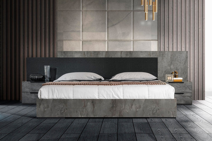 Queen Nova Domus Ferrara - Modern Volcano Oxide Grey Bed