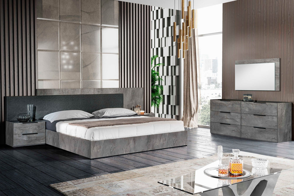 Queen Nova Domus Ferrara - Modern Volcano Oxide Grey Bed - View 2