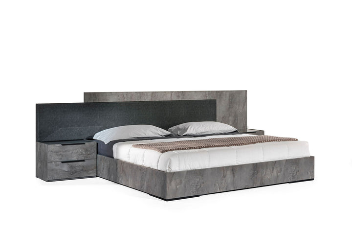 Queen Nova Domus Ferrara - Modern Volcano Oxide Grey Bed