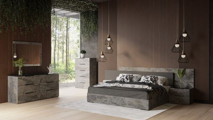 Ferrara - Queen Modern Volcano Oxide Grey Bed with Nightstands