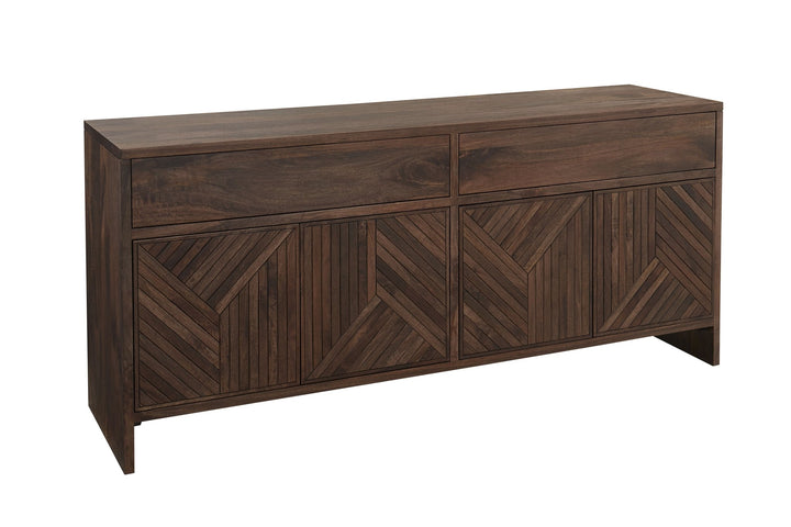 Fevano Four Door Two Drawer Solid Wood Sideboard in Smoked Brown Sideboard modern furniture Contempo Furniture