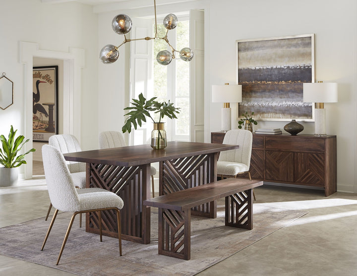 Fevano Four Door Two Drawer Solid Wood Sideboard in Smoked Brown Sideboard modern furniture Contempo Furniture