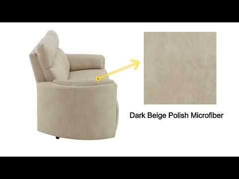 Elison - Motion Glider Recliner With Swivel - Dark Beige Polish Microfiber