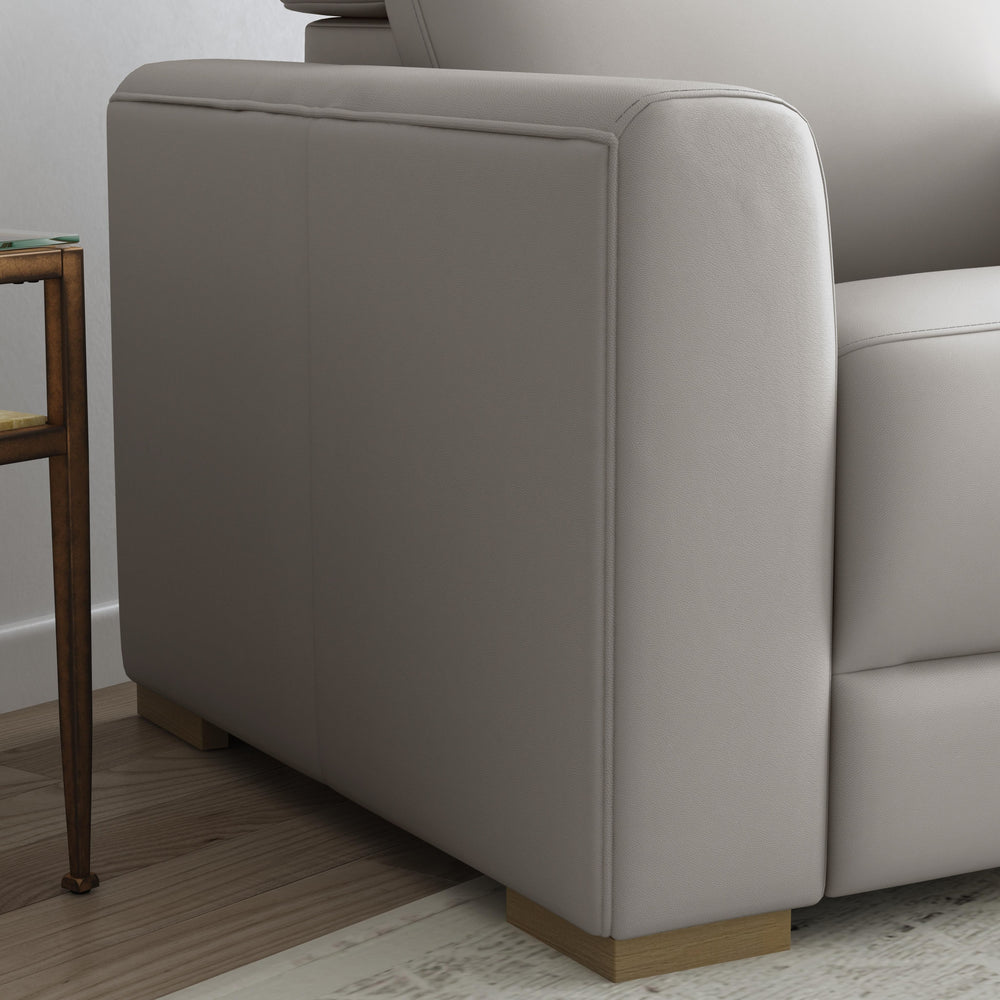 Aurora Leather Power Recliner with Power Headrest in Ash