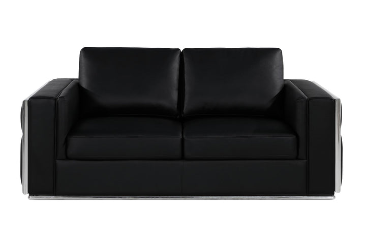 DivanItalia 1130 Loveseat in Top-Grain Italian Leather - Black