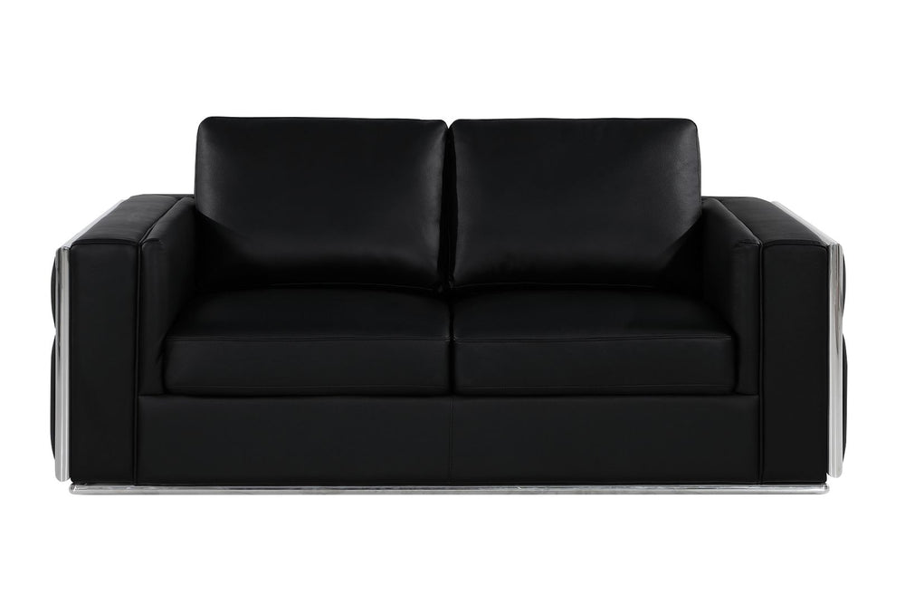 DivanItalia 1130 Loveseat in Top-Grain Italian Leather - Black