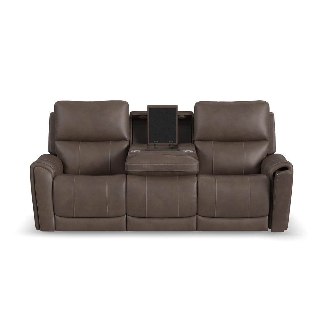 Flexsteel 1587-63PH-88672 Carter  Power Reclining Sofa With Console & Power Headrests & Lumbar  Cappuccino