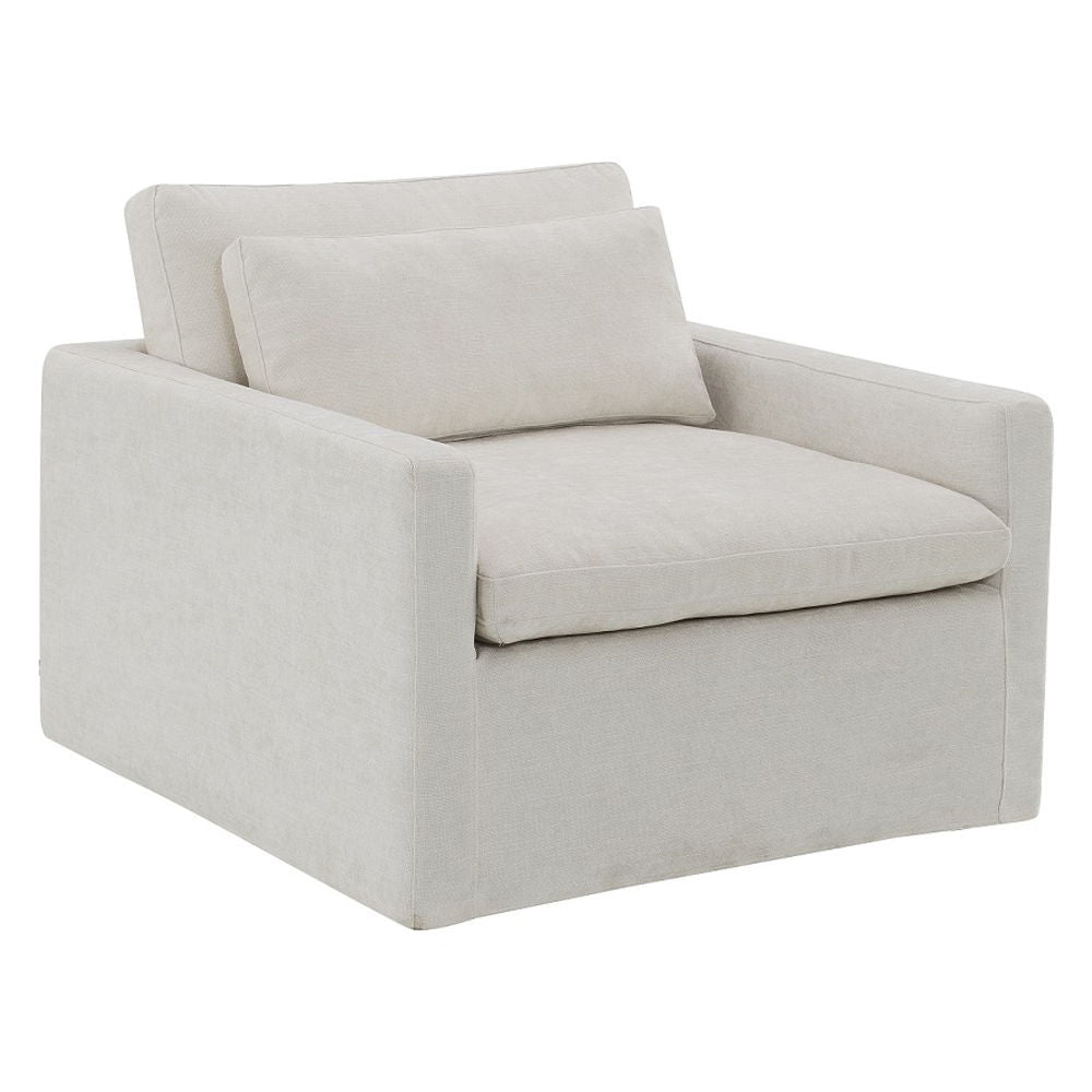 Frederick - Swivel Chair With Pillow - Ivory Fabric
