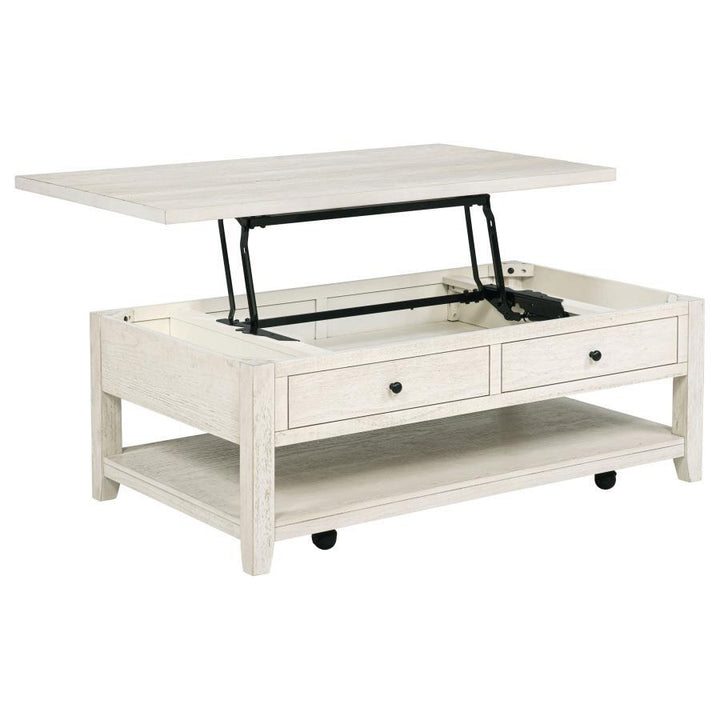 Coaster Furniture Payne - 48" Mobile Lift Top Coffee Table - Distressed White