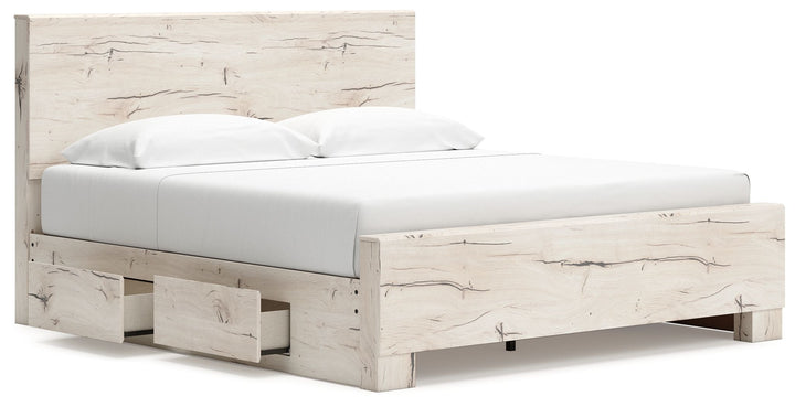Lawroy - King Panel Bed With 2 Under Bed Storage Units - Light Natural by Ashley Furniture product image