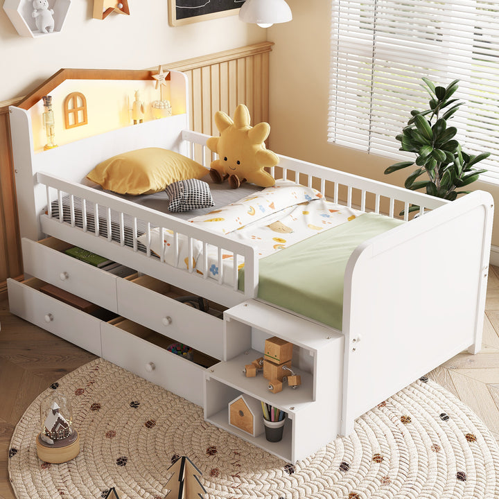 low-wooden-twin-loft-bed-with-led-lights-and-storage-drawers-white