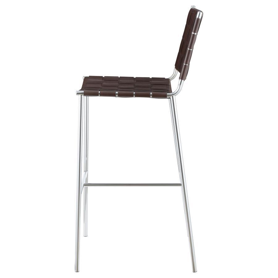 Adelaide - Upholstered Pub Height Bar Stool - Brown And Chrome