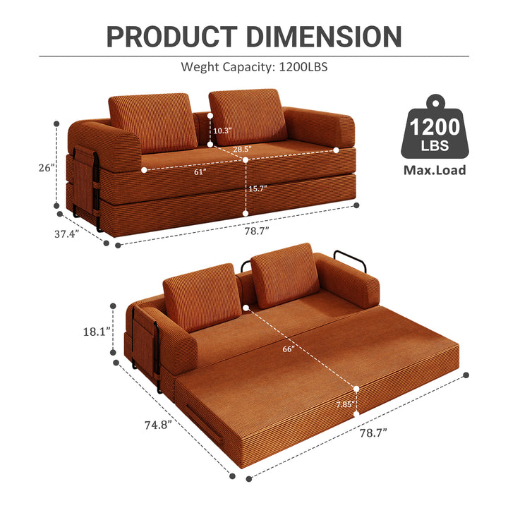 corduroy-convertible-sleeper-sofa-bed-with-pillow-organe