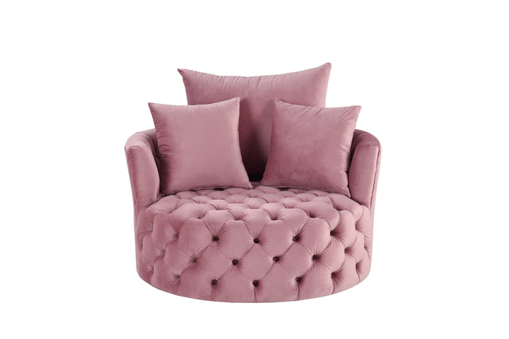 Zunyas - Velvet Accent Chair With Swivel - Pink