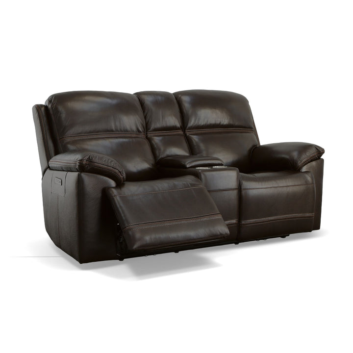 Jackson Leather Power Reclining Loveseat with Console &amp; Power Headrests in Dark Brown