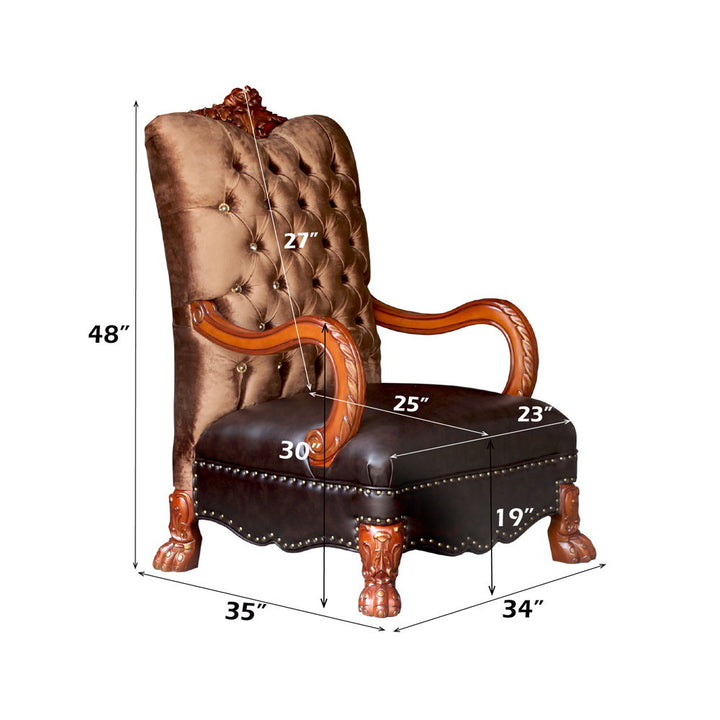 Dresden - Chair With Pillow - Golden Brown Velvet & Cherry Oak