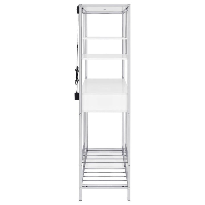 Figueroa - 5 - Shelf Wine Storage Bar Cabinet - White High Gloss Wine Cabinet modern furniture Contempo Furniture