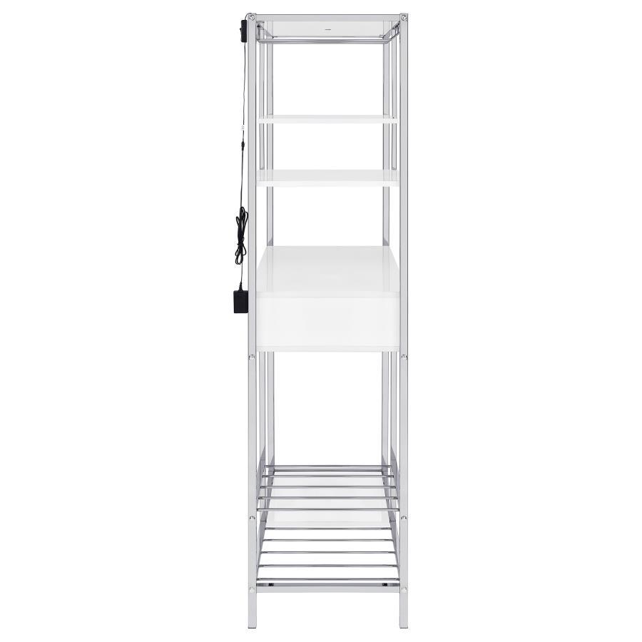 Figueroa - 5 - Shelf Wine Storage Bar Cabinet - White High Gloss Wine Cabinet modern furniture Contempo Furniture
