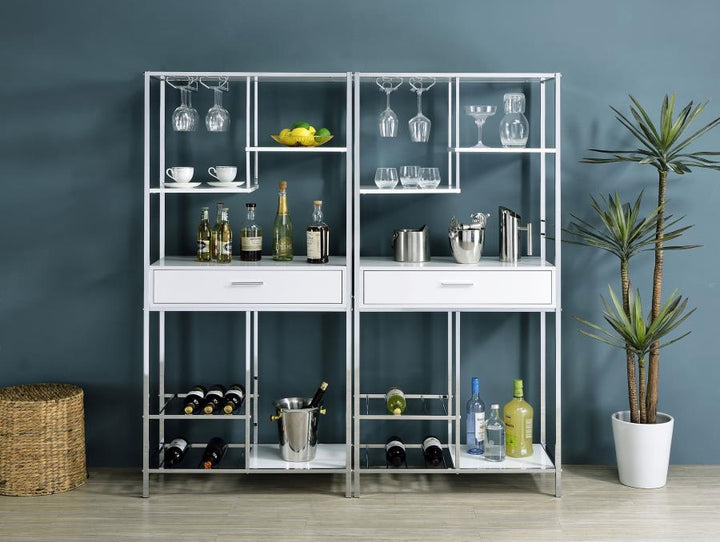 Figueroa - 5 - Shelf Wine Storage Bar Cabinet - White High Gloss Wine Cabinet modern furniture Contempo Furniture