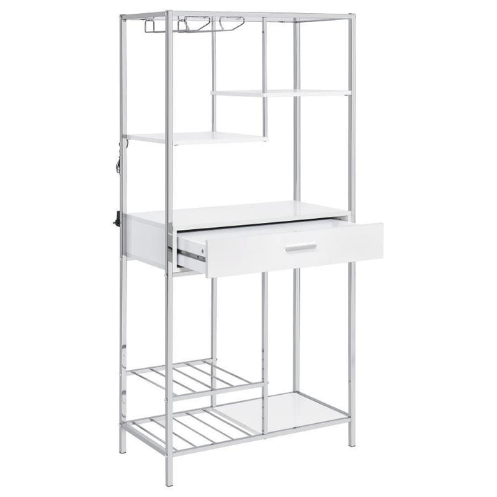 Figueroa - 5 - Shelf Wine Storage Bar Cabinet - White High Gloss Wine Cabinet modern furniture Contempo Furniture