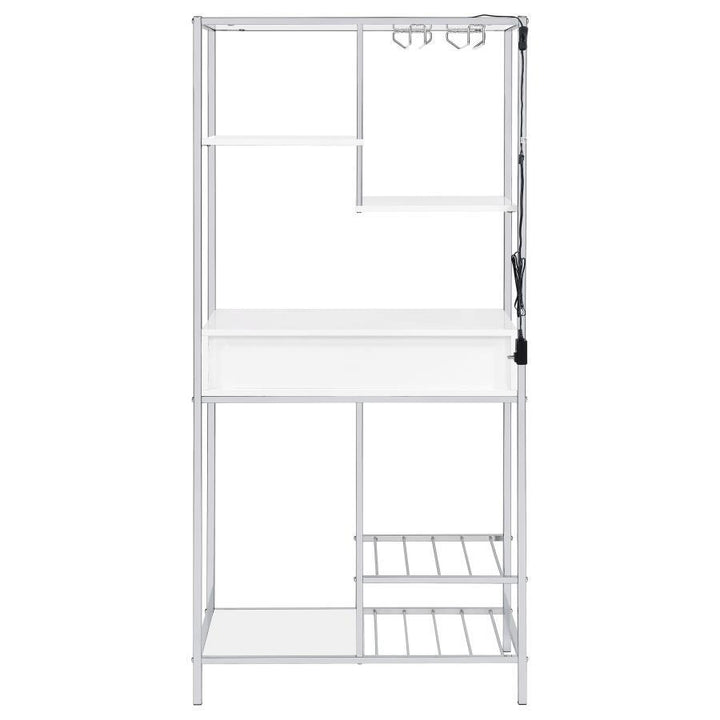 Figueroa - 5 - Shelf Wine Storage Bar Cabinet - White High Gloss Wine Cabinet modern furniture Contempo Furniture