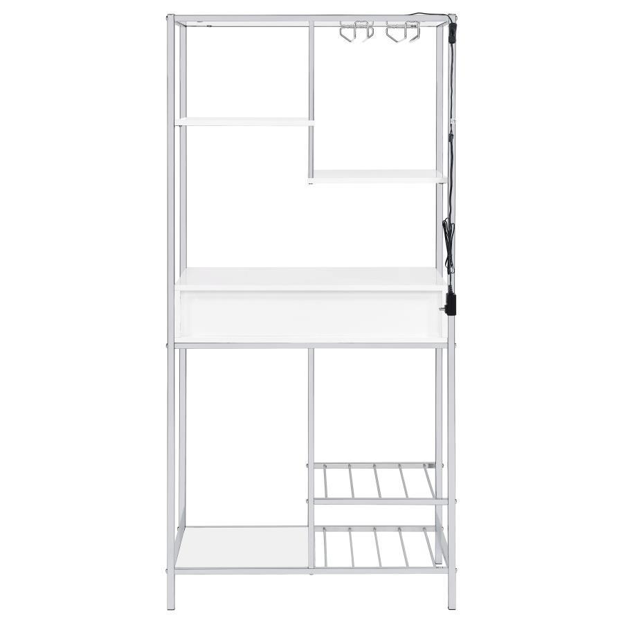 Figueroa - 5 - Shelf Wine Storage Bar Cabinet - White High Gloss Wine Cabinet modern furniture Contempo Furniture