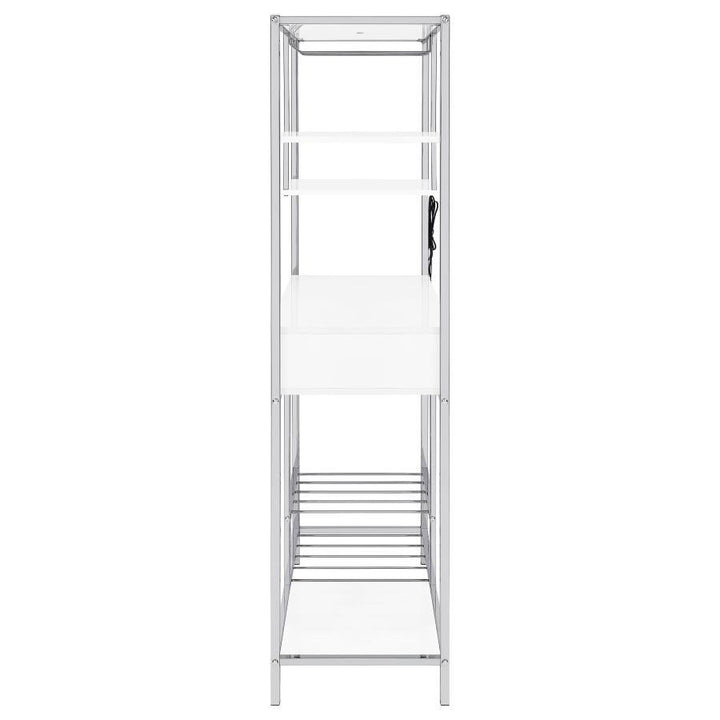 Figueroa - 5 - Shelf Wine Storage Bar Cabinet - White High Gloss Wine Cabinet modern furniture Contempo Furniture