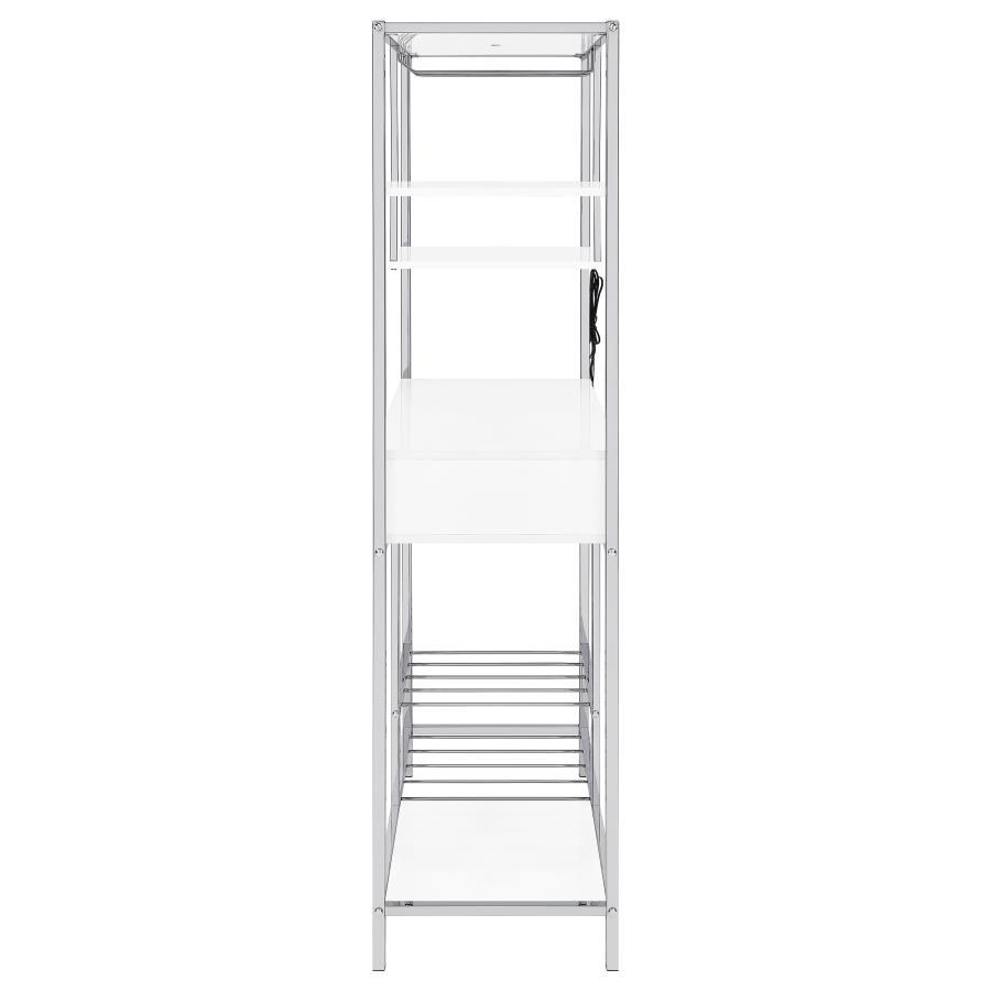 Figueroa - 5 - Shelf Wine Storage Bar Cabinet - White High Gloss Wine Cabinet modern furniture Contempo Furniture