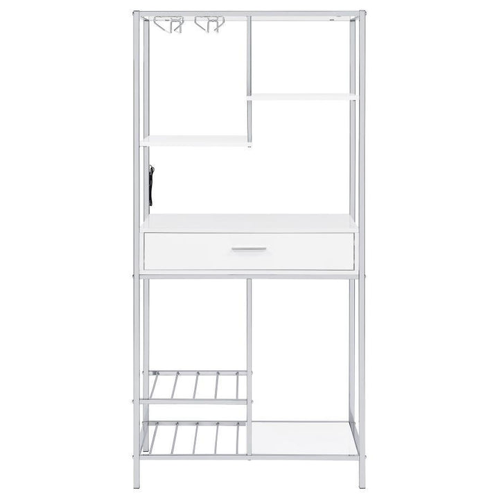 Figueroa - 5 - Shelf Wine Storage Bar Cabinet - White High Gloss Wine Cabinet modern furniture Contempo Furniture