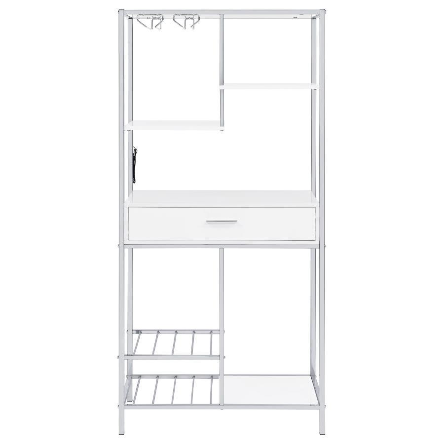 Figueroa - 5 - Shelf Wine Storage Bar Cabinet - White High Gloss Wine Cabinet modern furniture Contempo Furniture