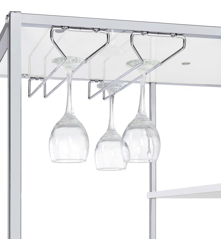 Figueroa - 5 - Shelf Wine Storage Bar Cabinet - White High Gloss Wine Cabinet modern furniture Contempo Furniture