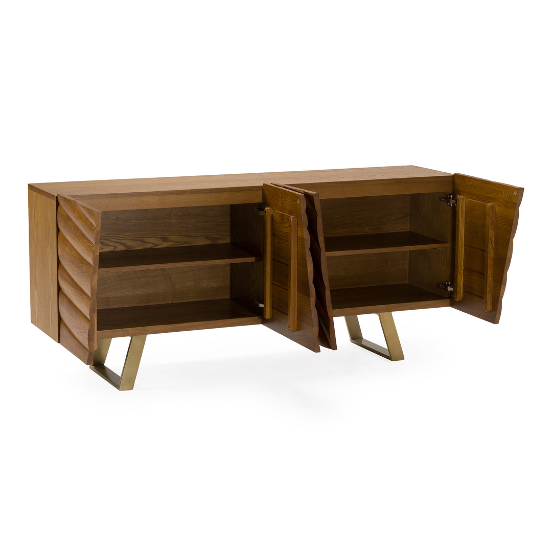Finley Mid-Century Walnut & Gold Buffet