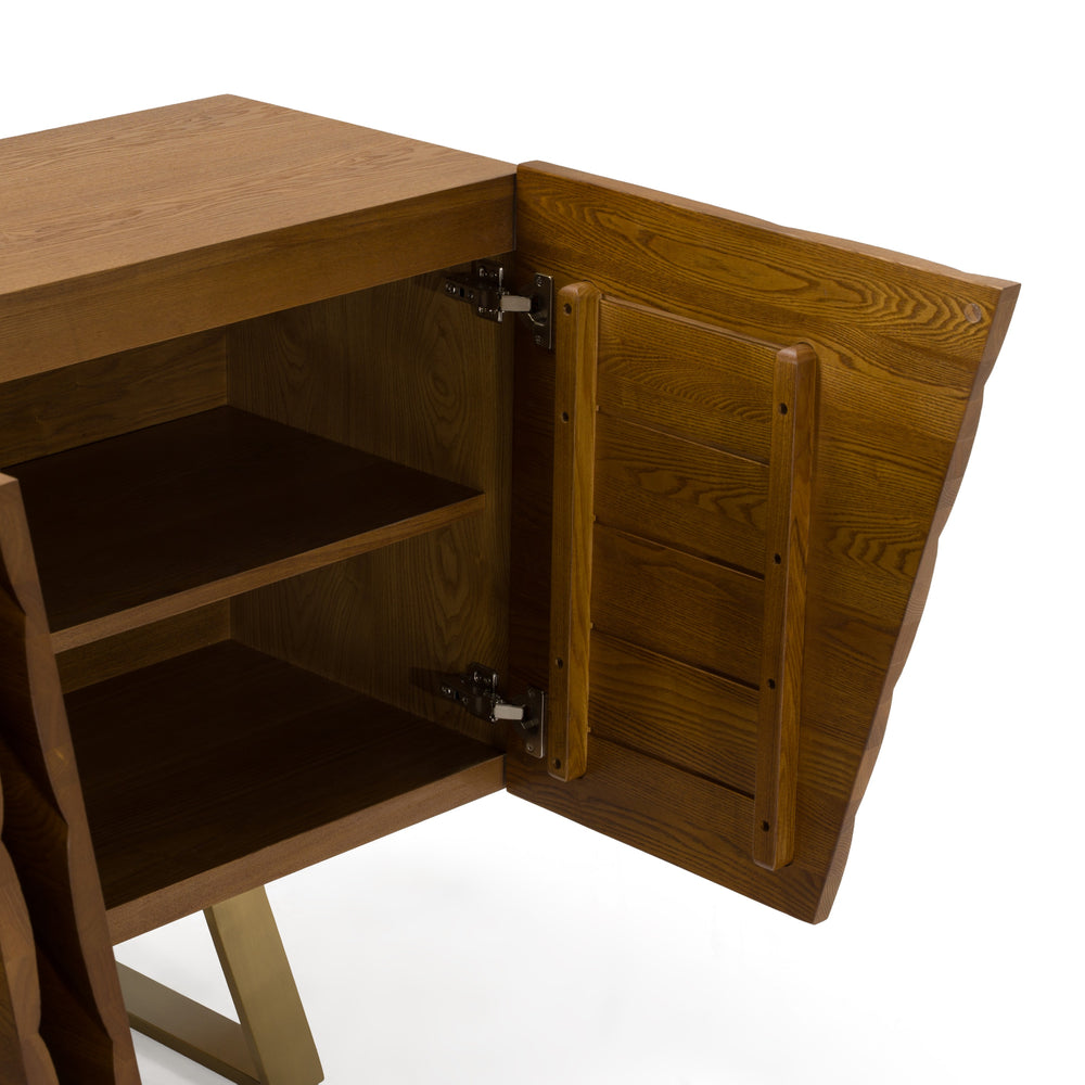 Finley Mid-Century Walnut & Gold Buffet - View 9