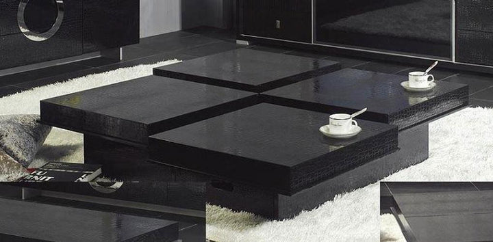 8879A Modern White Crocodile Coffee Table