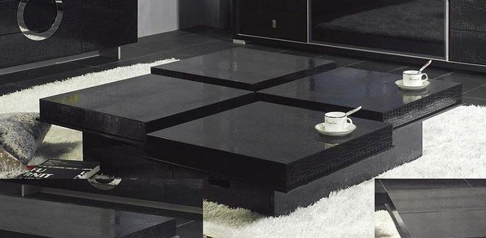 8879A Modern White Crocodile Coffee Table
