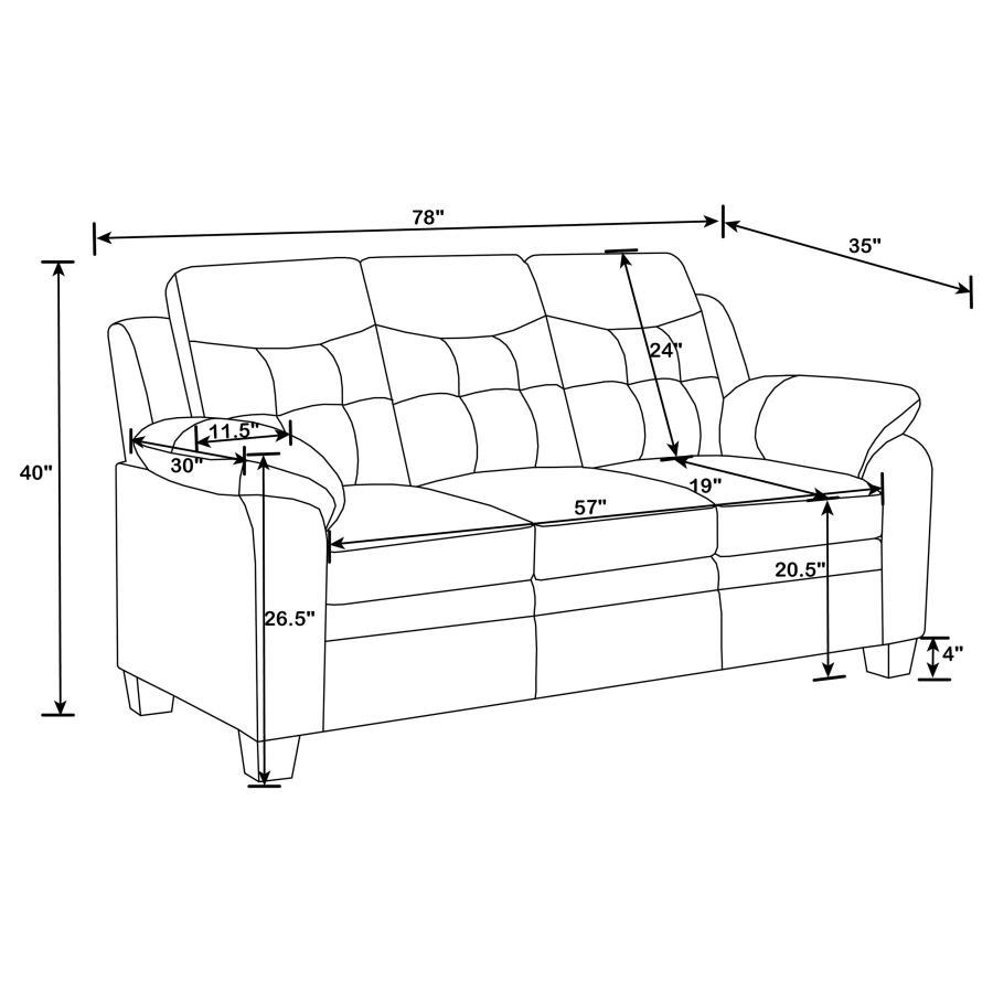 Finley - Upholstered Padded Arm Tufted Sofa - Black Stationary Sofa modern furniture Contempo Furniture