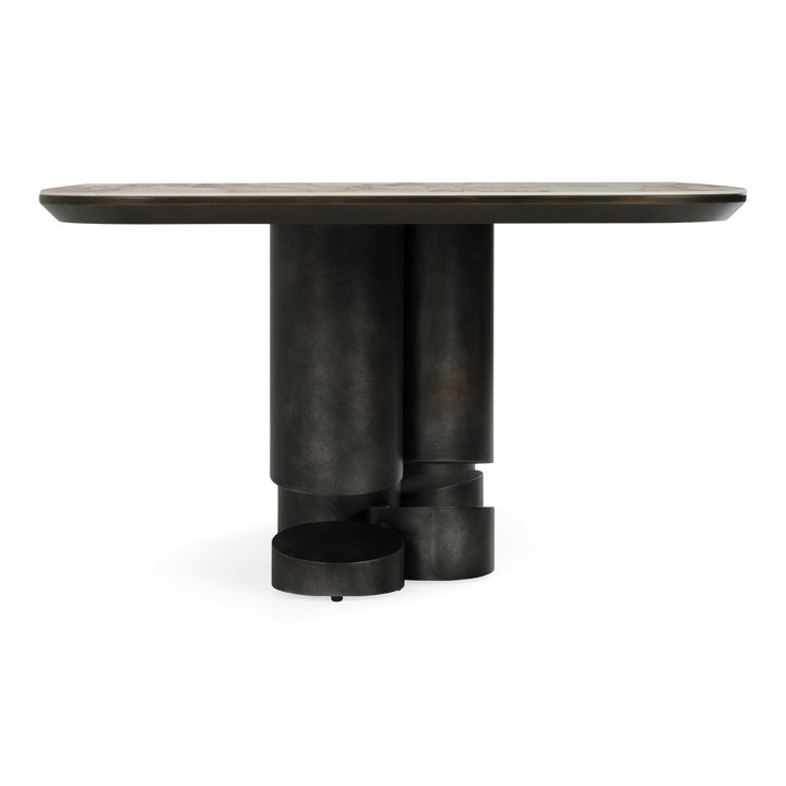 Finsbury - Modern Ceramic + Dark Grey Brass Oval Dining Table